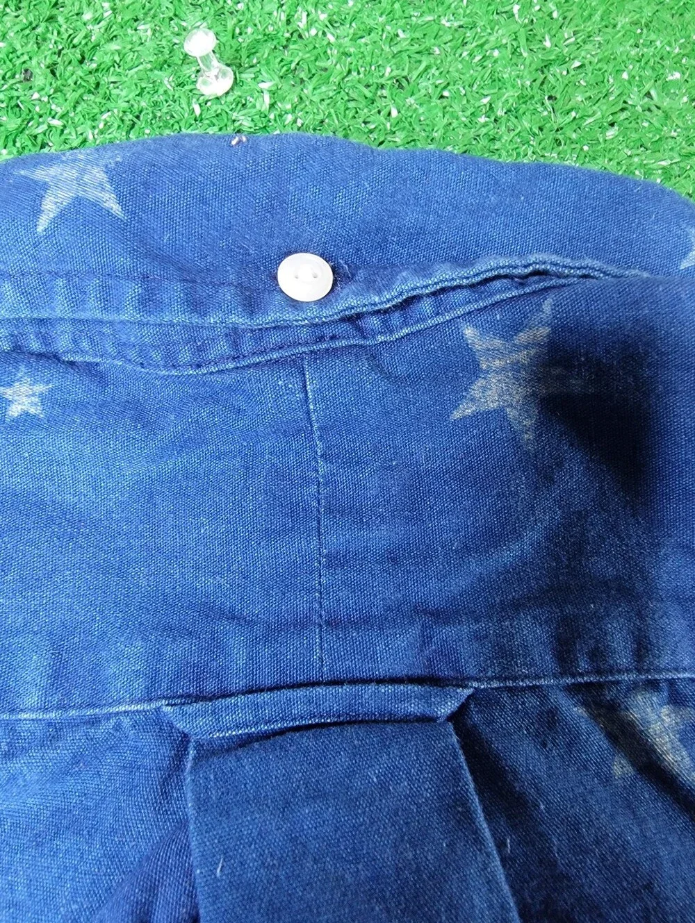 Polo Ralph Lauren Mens Star Allover Print Short Sleeve Button Down Shirt XL Blue